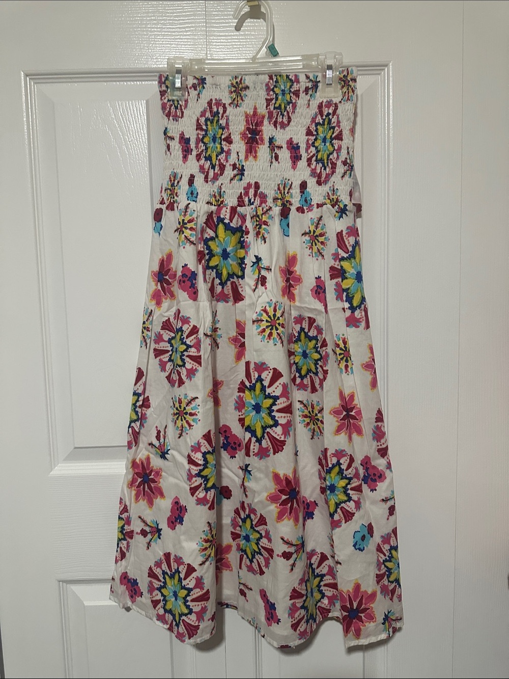Island Republic White Strapless Floral Smocked Sundress NWT
